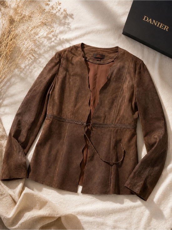 Danier Jackets & Blazers - Danier Brown Suede Tie-Waist Leather Jacket